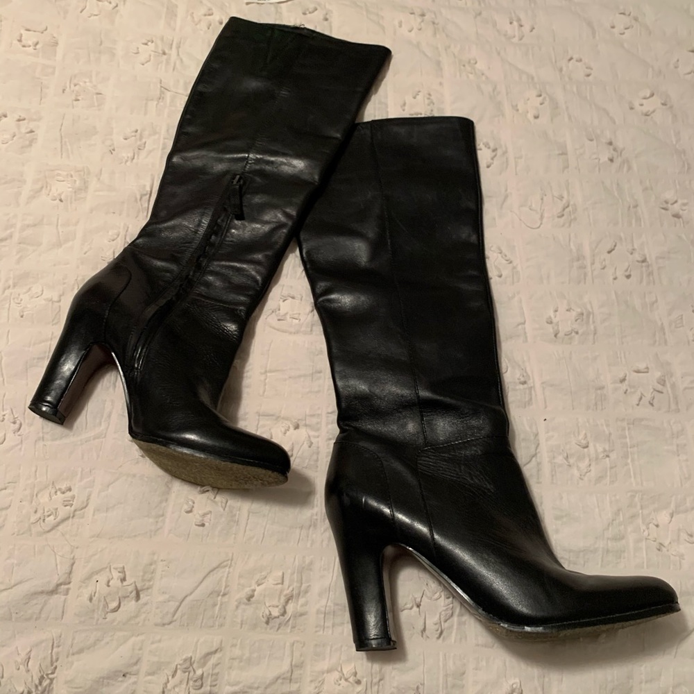 Black leather boots